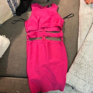 Hot pink mini dress from miss guided. Size 8.